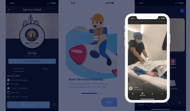 TikTak — An on-demand service booking app for iOS and Android. Users can book services li